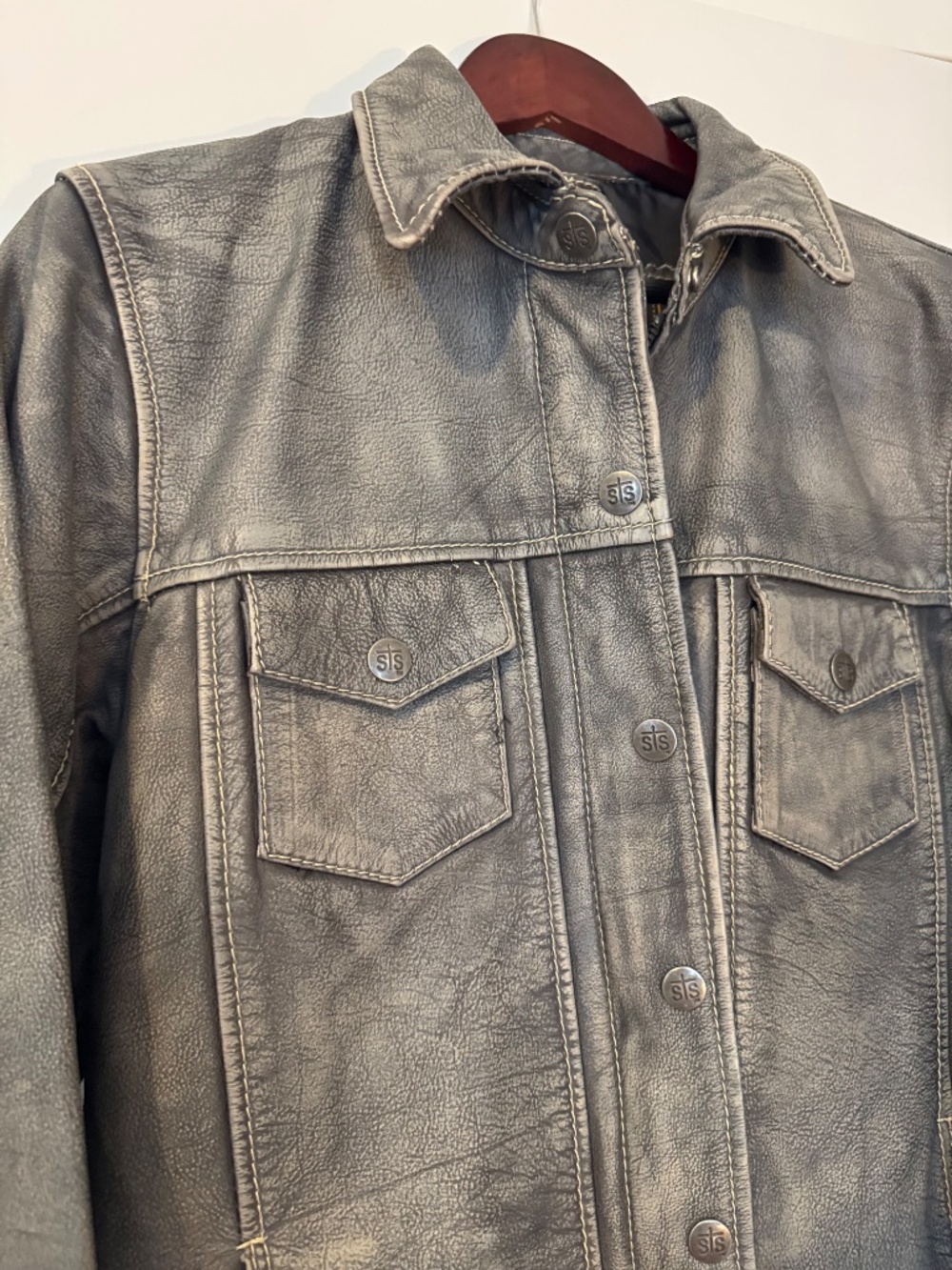 STS grey leather jacket - Picture 5 of 6